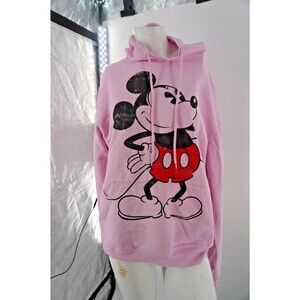 Disney Mickey Mouse Classic Sketch Pink Graphic Pullover Hoodie Size M